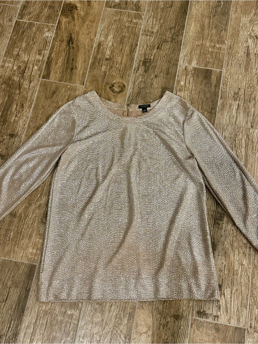 Ann Taylor Champagne Shimmer Long-Sleeve Blouse